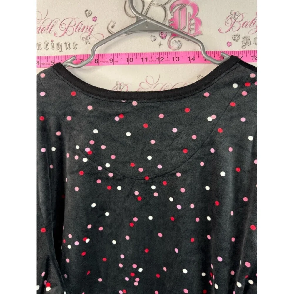 kate spade Long Sleeve Sleep shirt Black Dot-Print with Pink & White Dots
